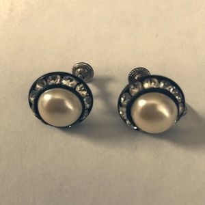 Vintage non-pierced earrings, crystal accents